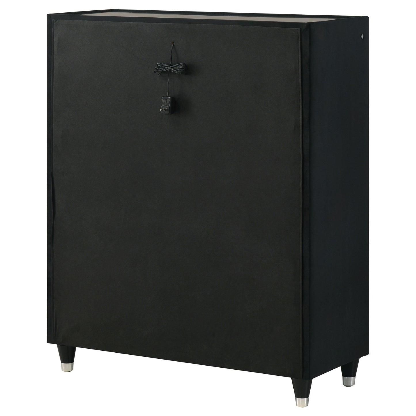 Ravenne 5-drawer Velvet Upholstered LED Chest of Drawers Black