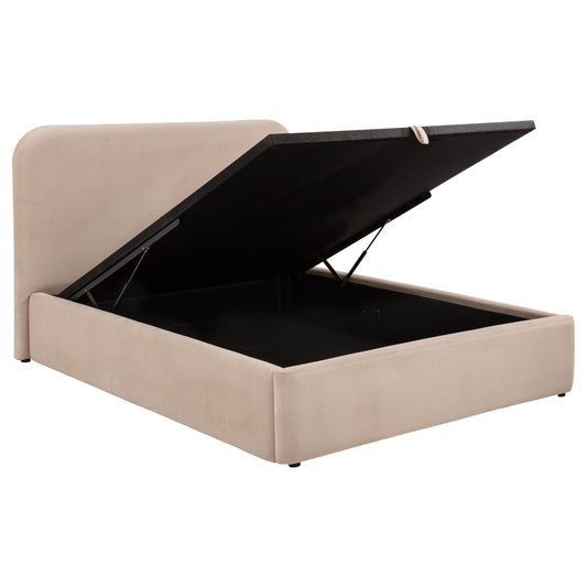 Anders Upholstered Queen Storage Lift Platform Bed Beige