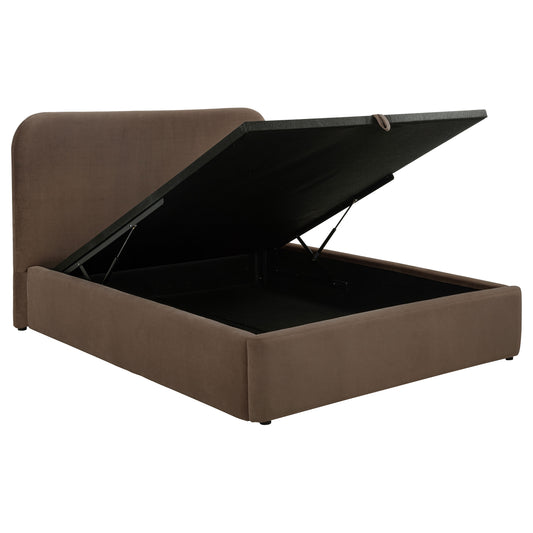 Anders Upholstered Queen Storage Lift Platform Bed Chocolate