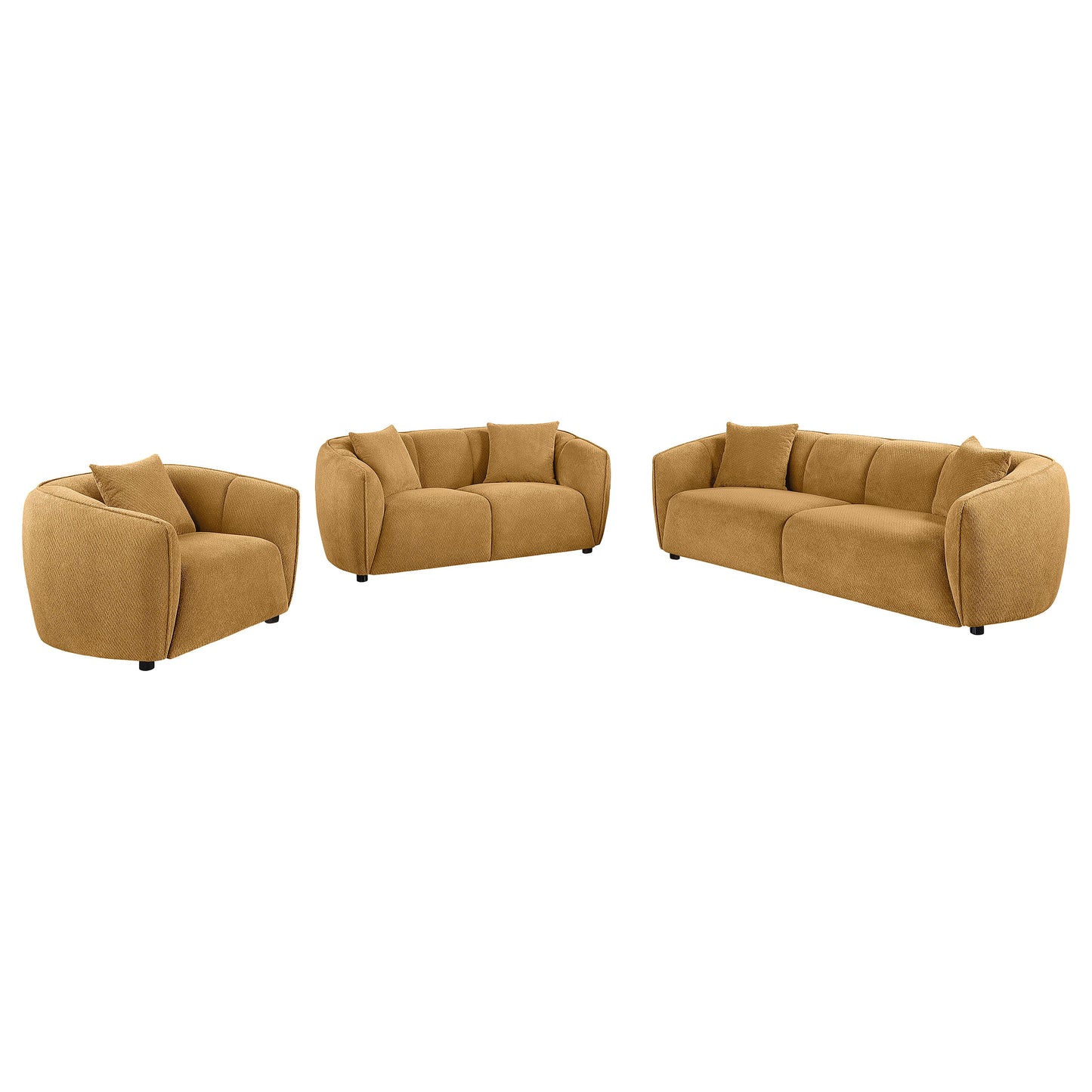 Aleisha 3-piece Fabric Upholstered Sofa Set Mustard Yellow