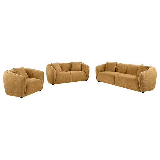 Aleisha 3-piece Fabric Upholstered Sofa Set Mustard Yellow
