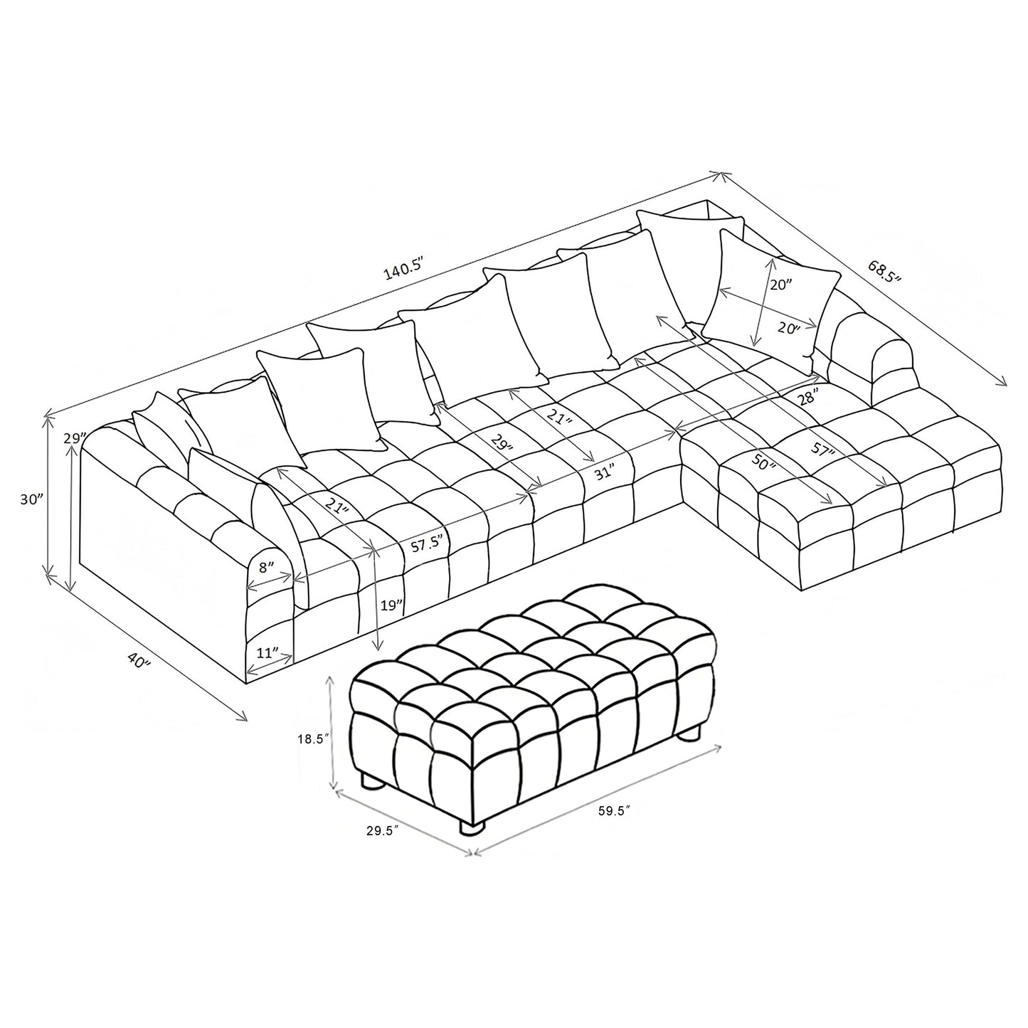 Amara 4-Piece Upholstered Sectional Sofa