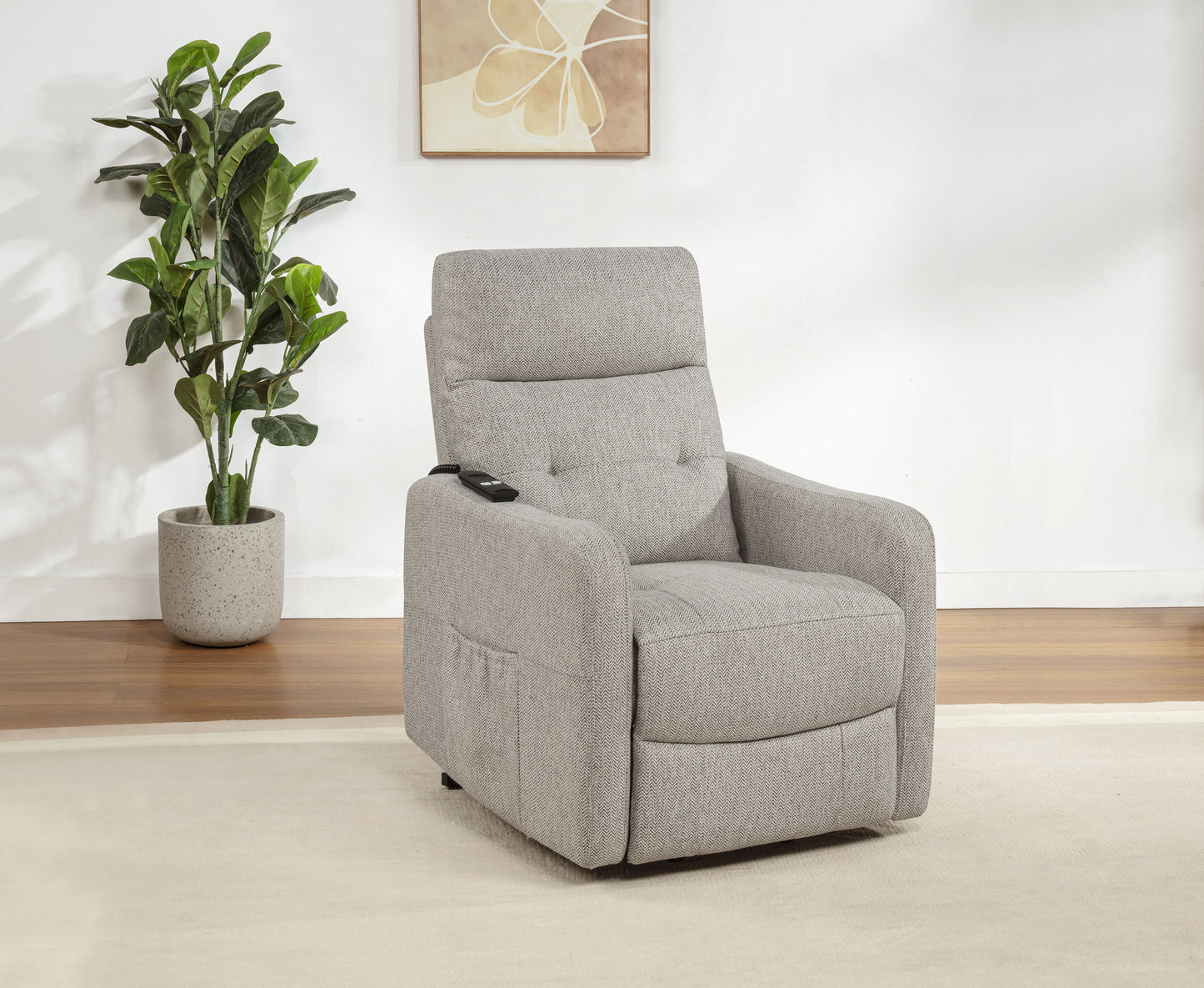 Dayes Upholstered Power Lift Recliner Chair Taupe