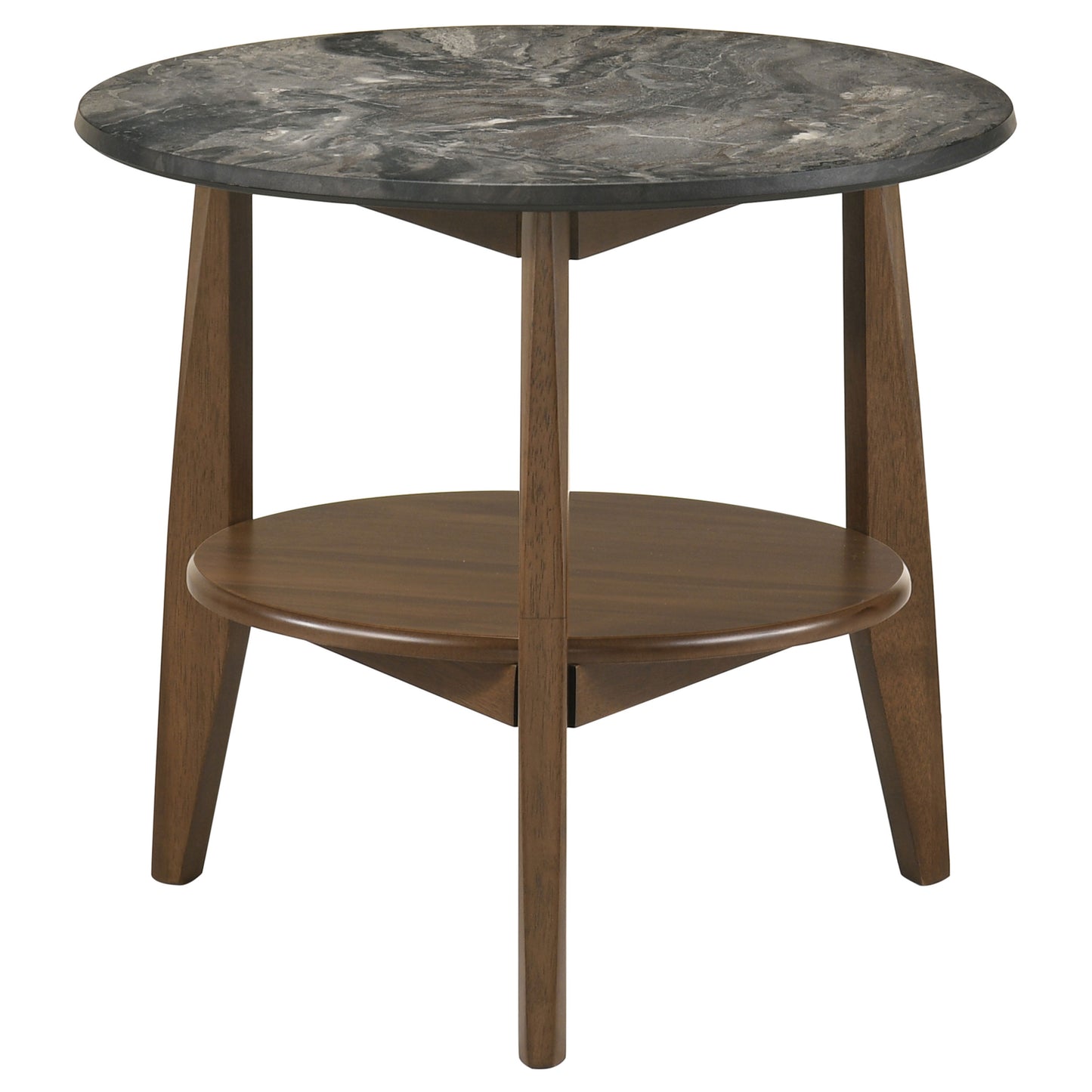 Bradley Round SmartTop End Side Table Smokey Grey and Dark Brown