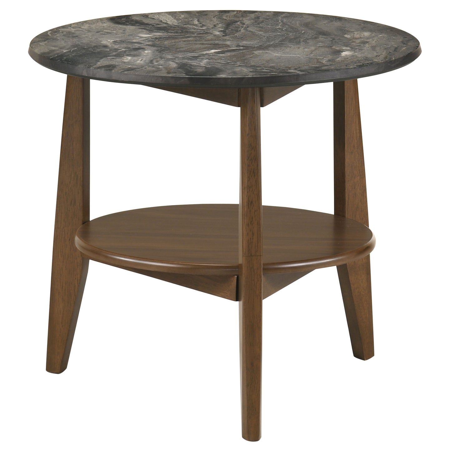 Bradley Round SmartTop End Side Table Smokey Grey and Dark Brown