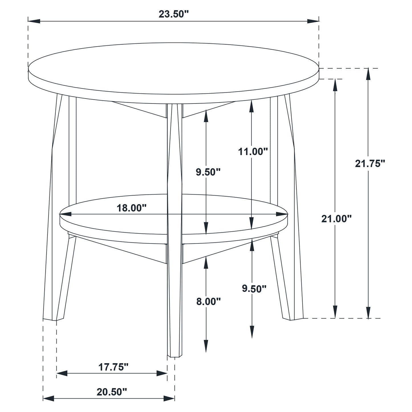 Bradley Round SmartTop End Side Table Smokey Grey and Dark Brown