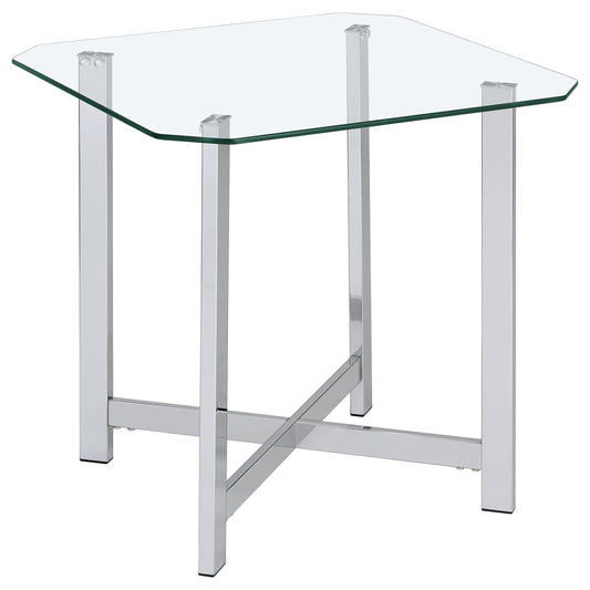 Cronin Square Tempered Glass Top Side End Table Chrome