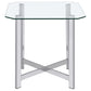 Cronin Square Tempered Glass Top Side End Table Chrome