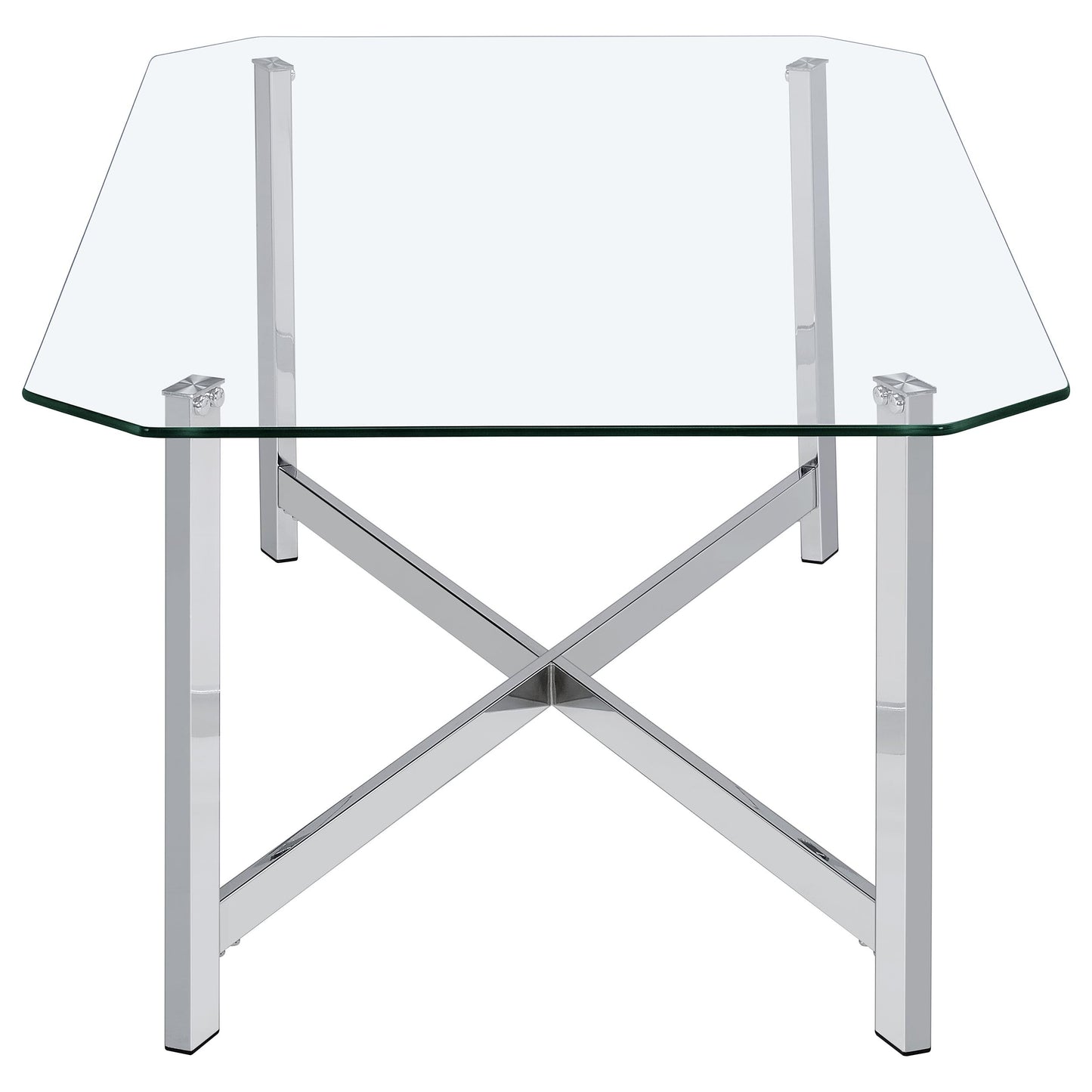 Cronin Rectangular Tempered Glass Top Cocktail Coffee Table Chrome