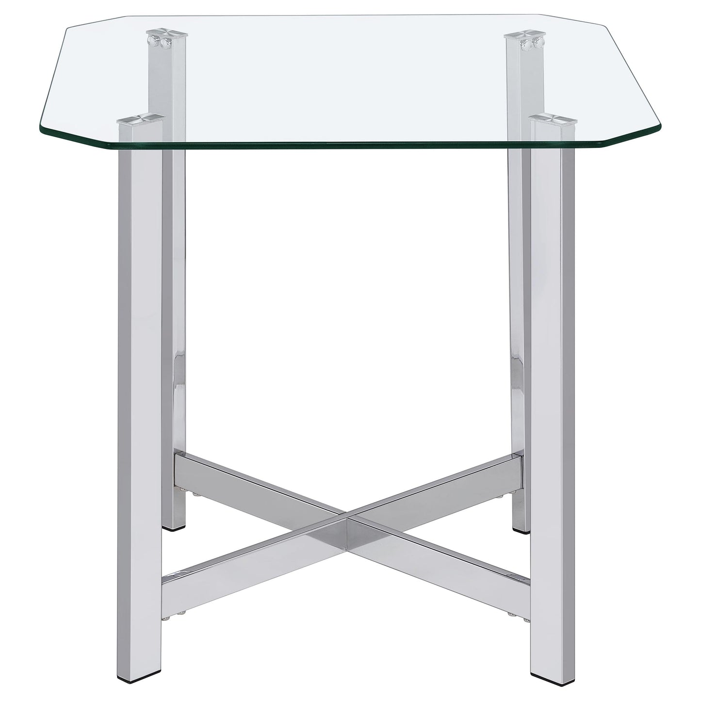 Cronin 2-piece Tempered Glass Top Coffee Table Set Chrome