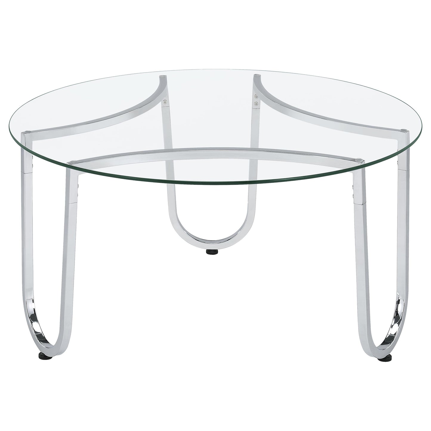Beller Round Tempered Glass Top Cocktail Coffee Table Chrome