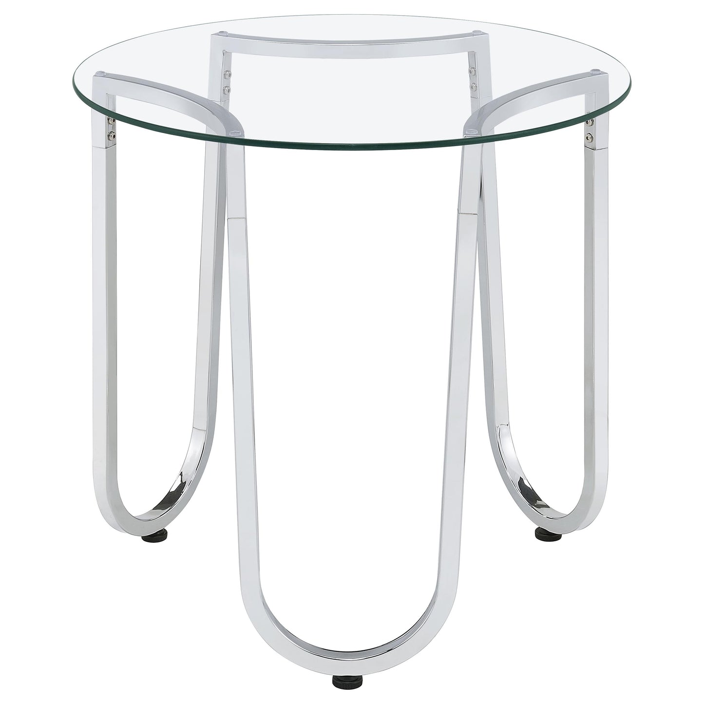 Beller 2-piece Round Tempered Glass Top Coffee Table Set Chrome