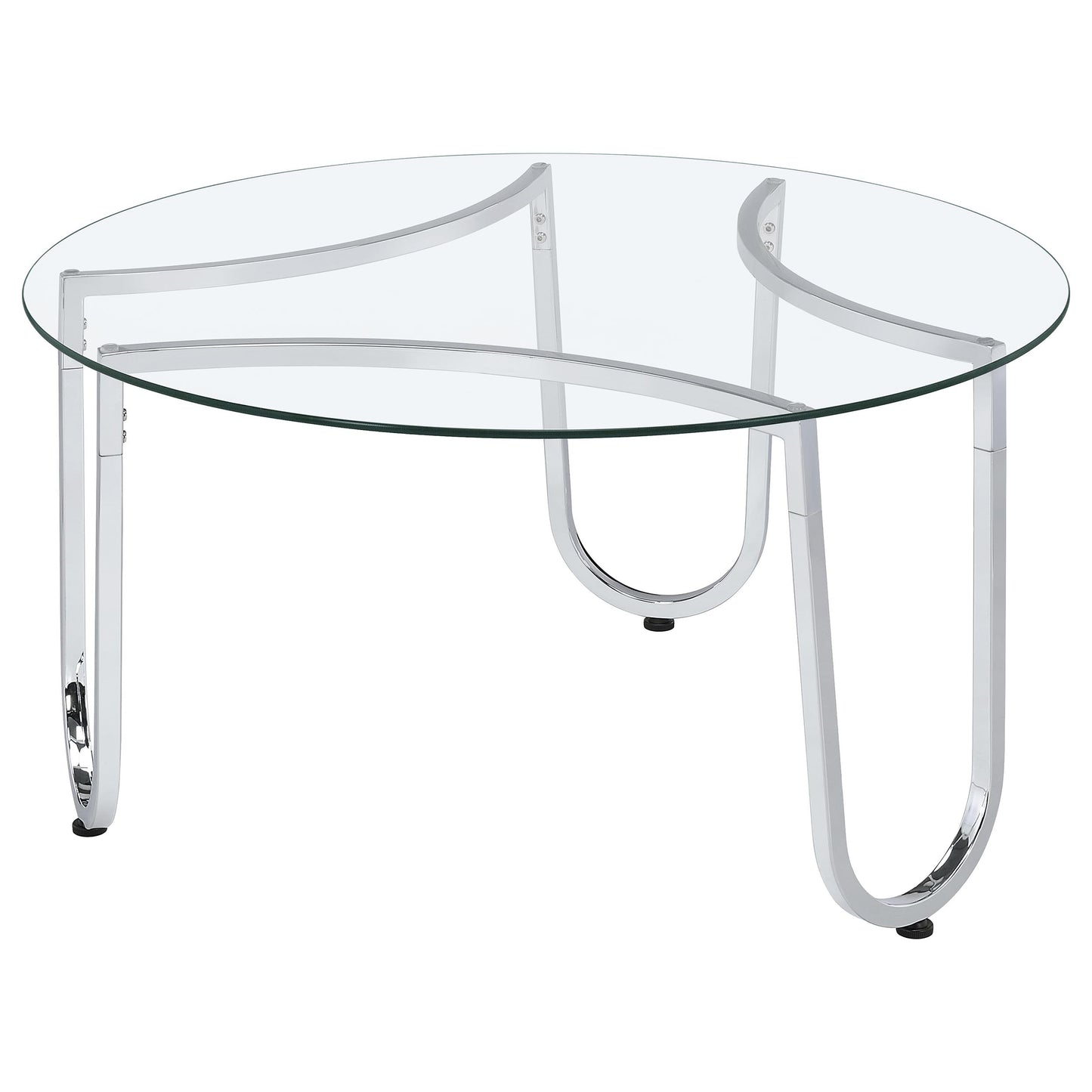 Beller 3-piece Round Tempered Glass Top Coffee Table Set Chrome