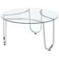 Beller 3-piece Round Tempered Glass Top Coffee Table Set Chrome