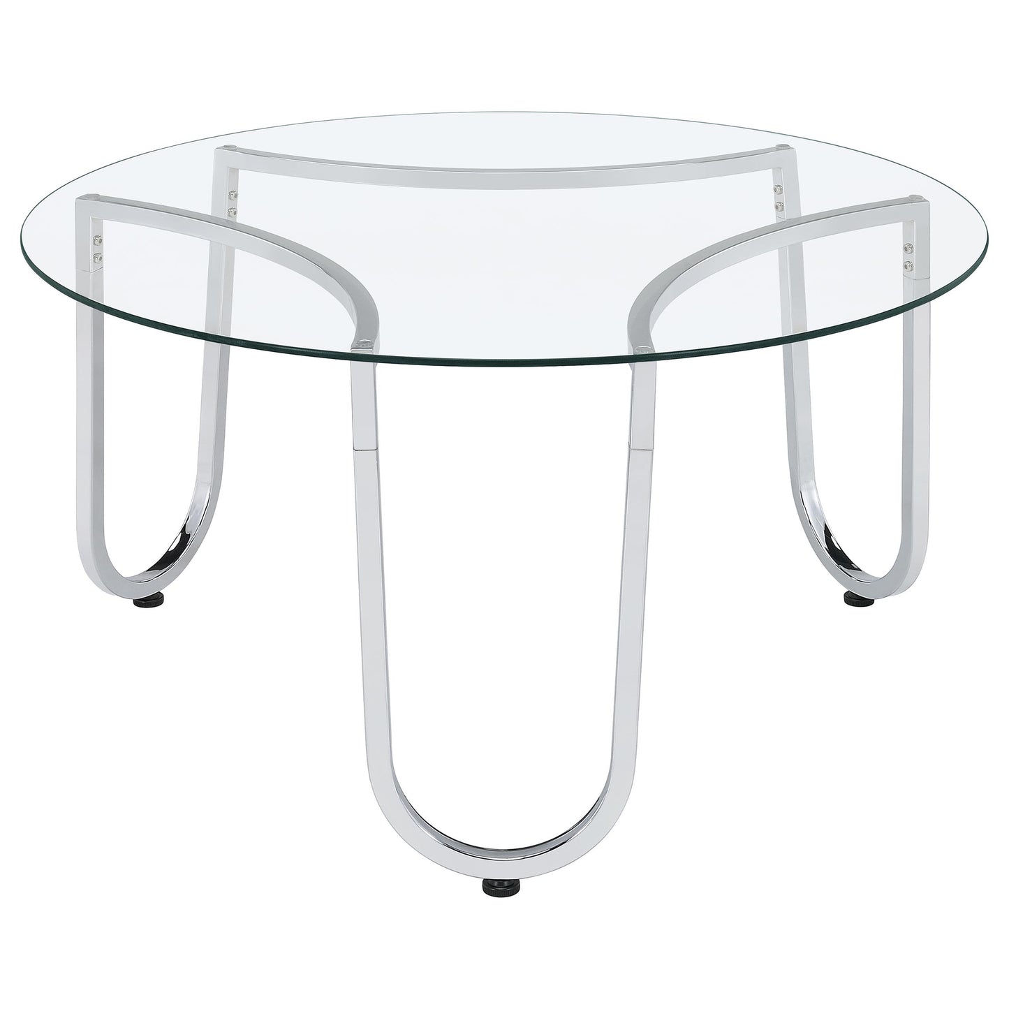 Beller 3-piece Round Tempered Glass Top Coffee Table Set Chrome