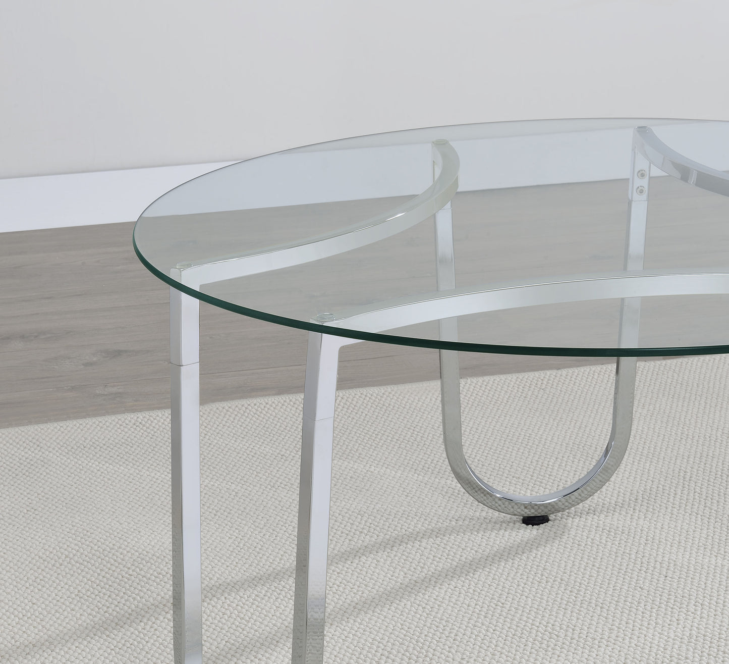 Beller 3-piece Round Tempered Glass Top Coffee Table Set Chrome