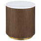 Jason 3-piece Round White Marble Coffee Table Set Honey Brown