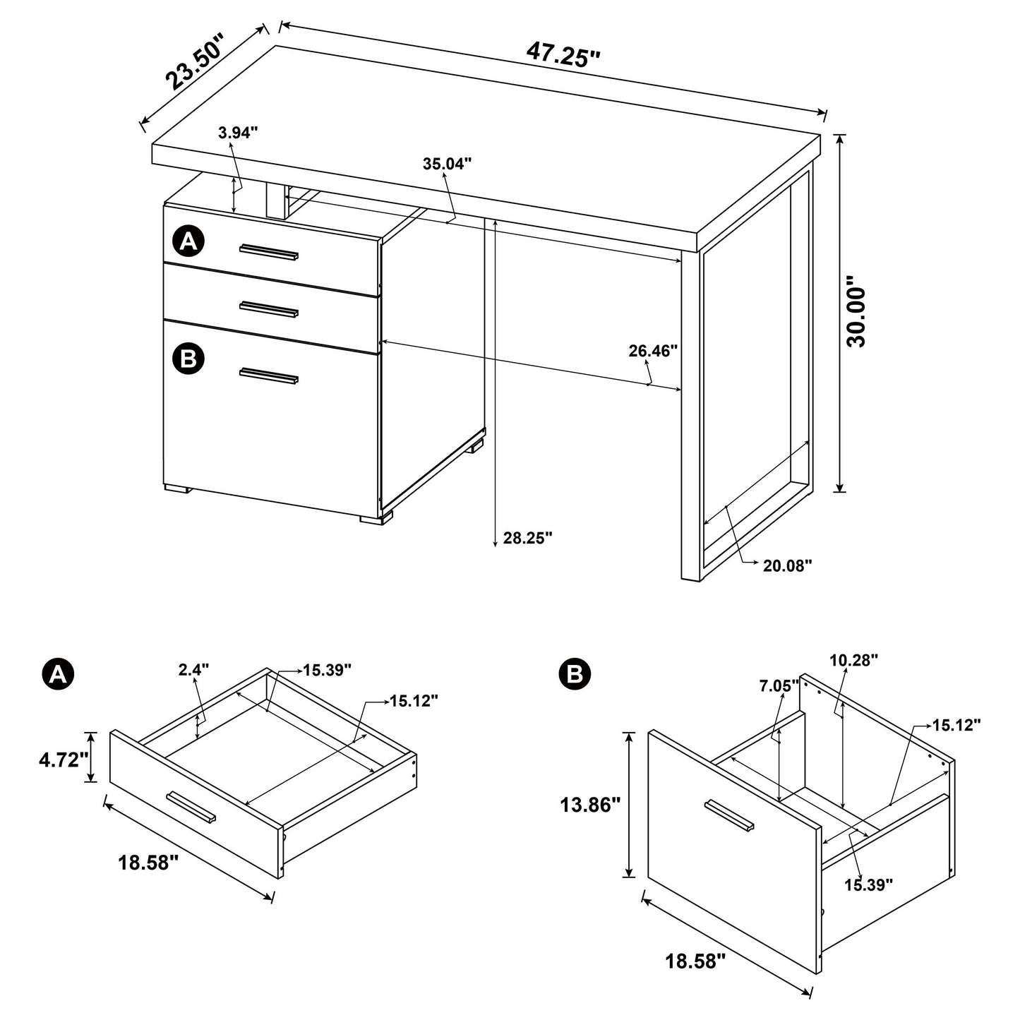 Brennan 47-inch 3-drawer Office Computer Desk Mango