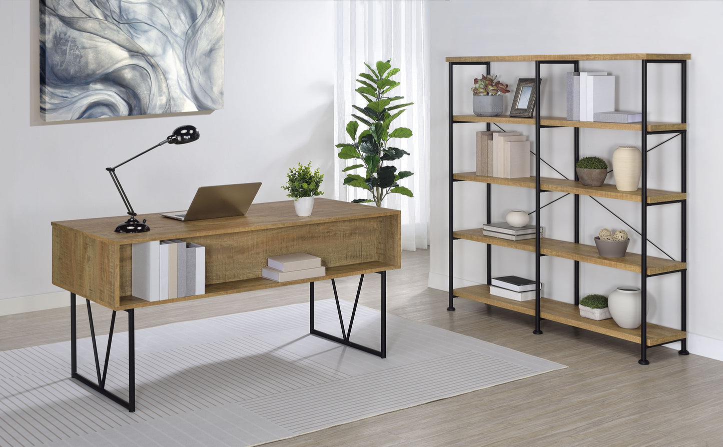 Analiese 63-inch 4-shelf Double Bookshelf Mango