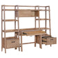 Fabian 4-piece Computer Desk and Bookshelf Set Distressed Light Brown