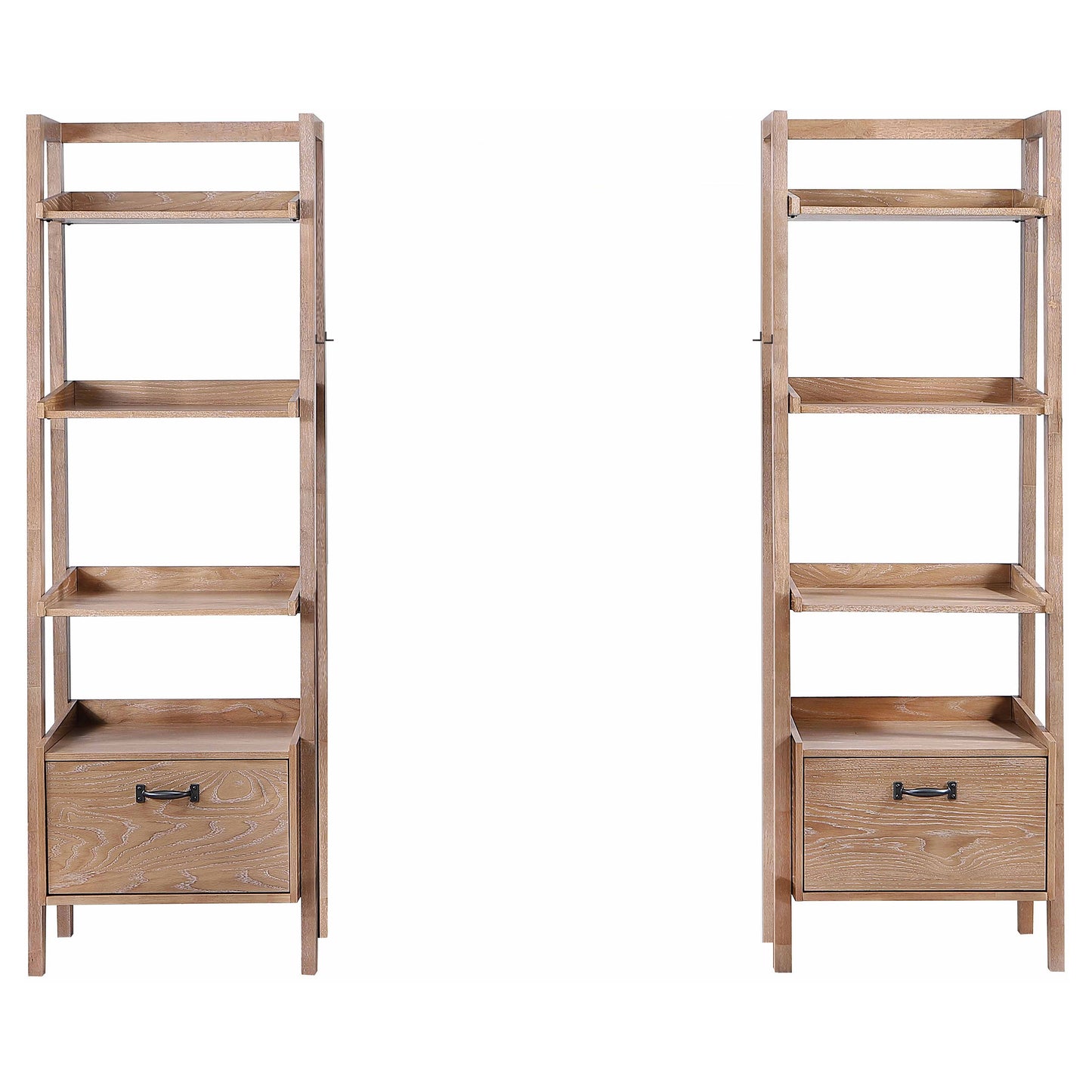 Fabian 2-piece 4-shelf Bookshelf with Drawer Distressed Light Brown