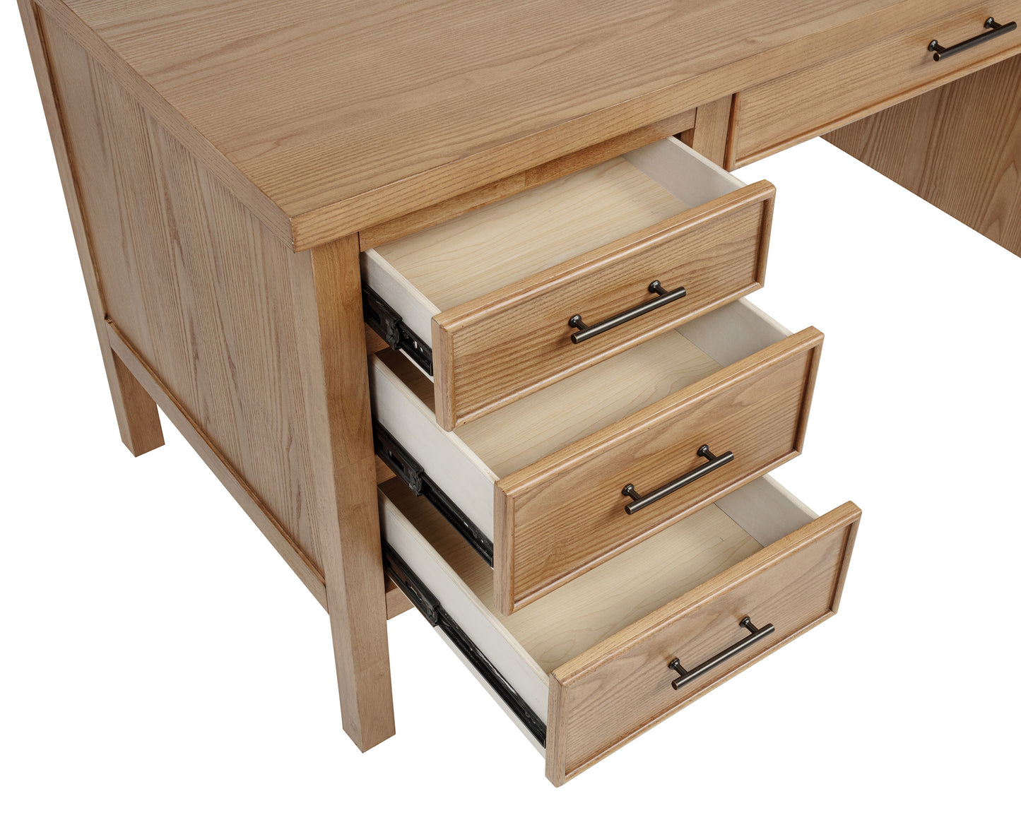 Vermes 66-inch 7-drawer Computer Desk with Power Outlet Light Ash