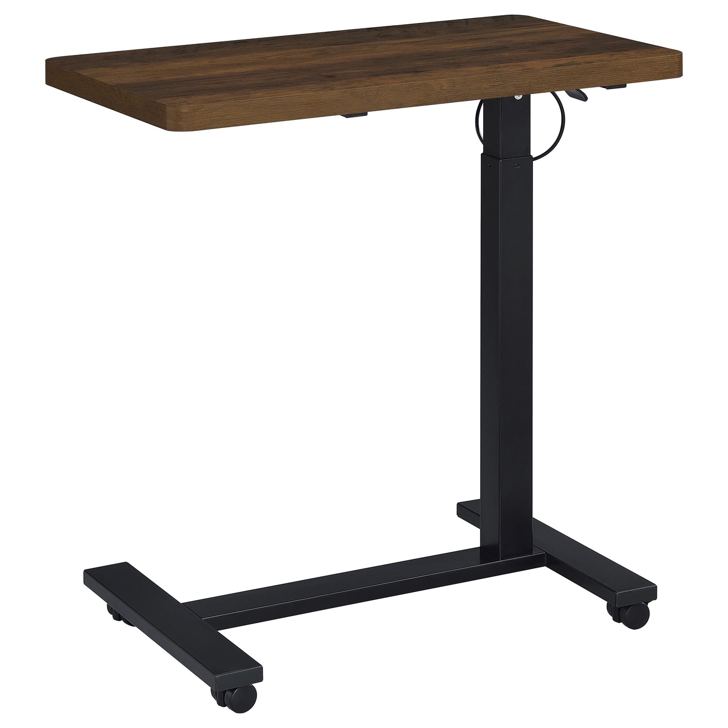 Westpark Pneumatic Adjustable C-Shape Side Table with Casters Dark Pine