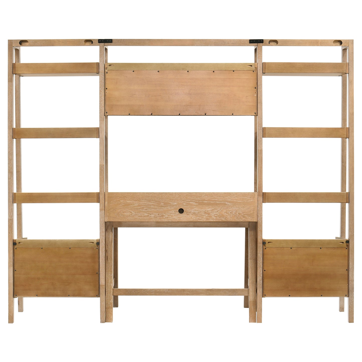 Fabian 4-piece Computer Desk and Bookshelf Set Distressed Light Brown
