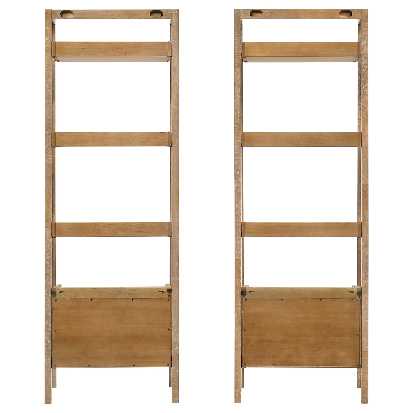 Fabian 2-piece 4-shelf Bookshelf with Drawer Distressed Light Brown