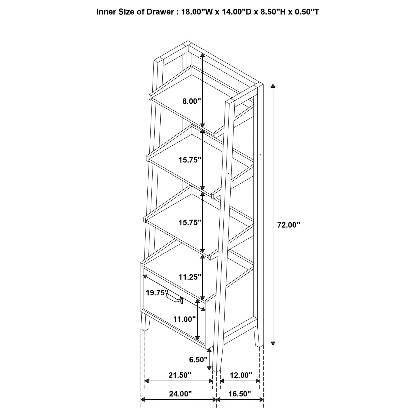 Fabian 2-piece 4-shelf Bookshelf with Drawer Distressed Light Brown