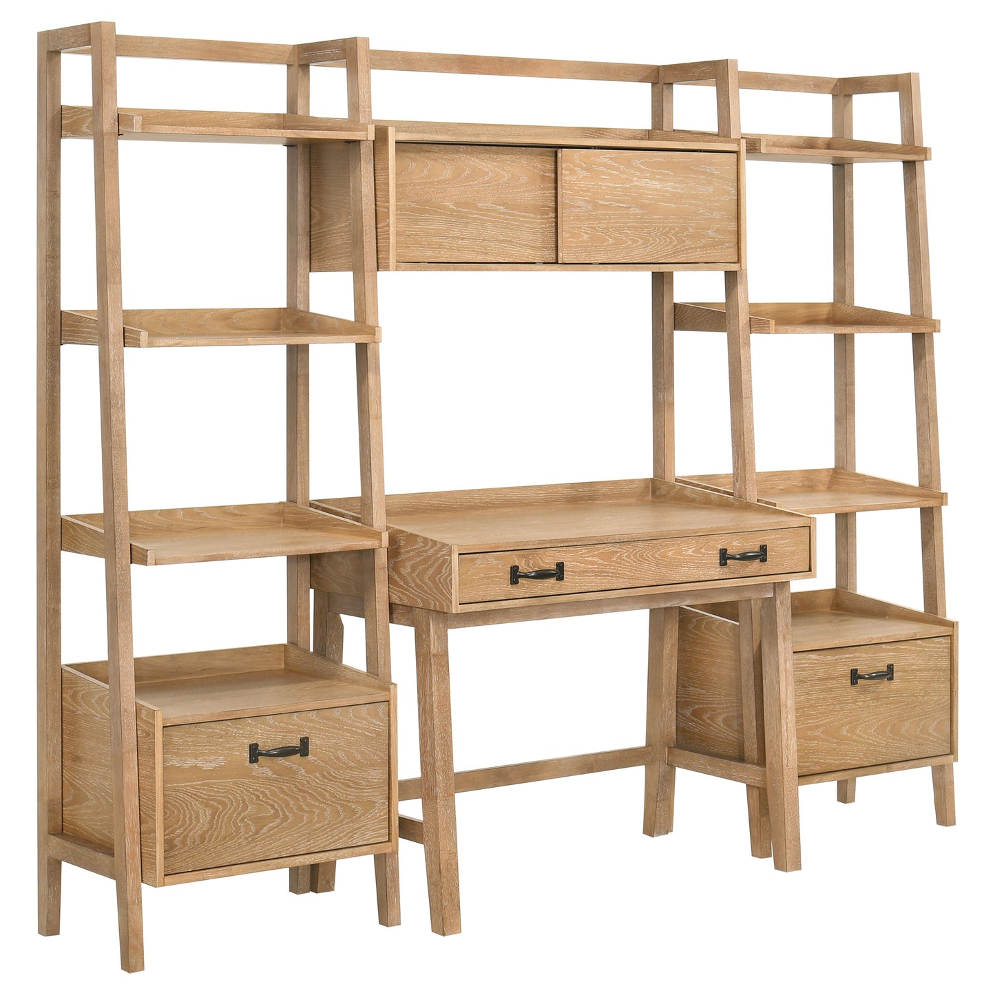 Fabian Bookshelf Bridge with Cubbies Distressed Light Brown