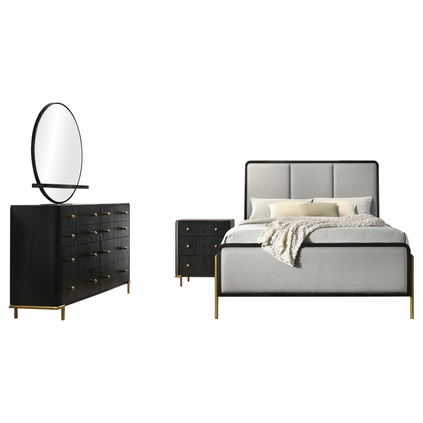 Arini 4-piece Eastern King Bedroom Set Black and Grey
