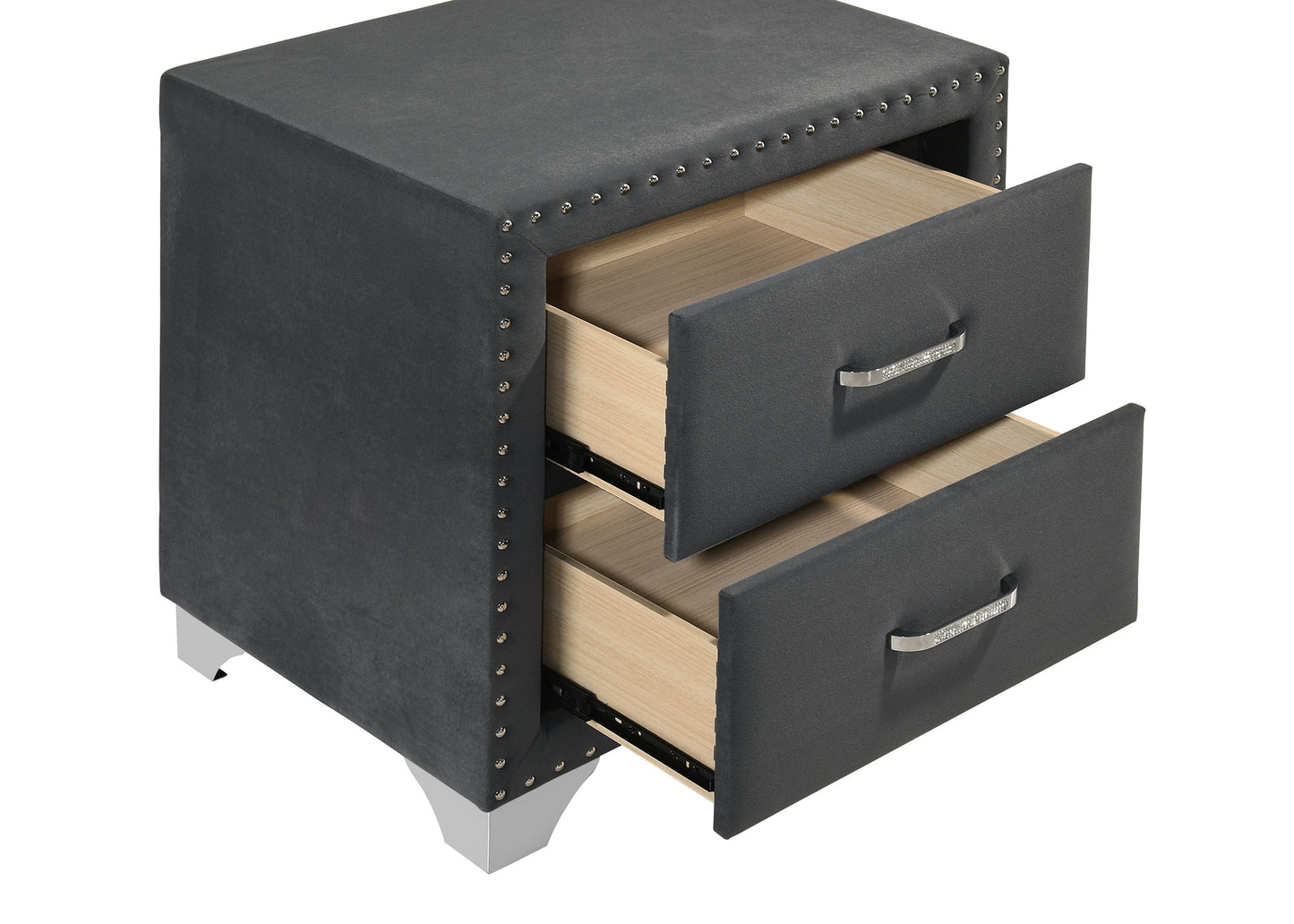 Melody Upholstered 2-drawer Nightstand Grey