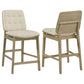 Redbridge Upholstered Counter Chair Cream and Natural Oak (Set of 2)