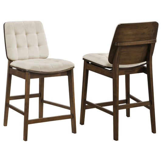 Redbridge Upholstered Counter Chair Cream and Walnut (Set of 2)