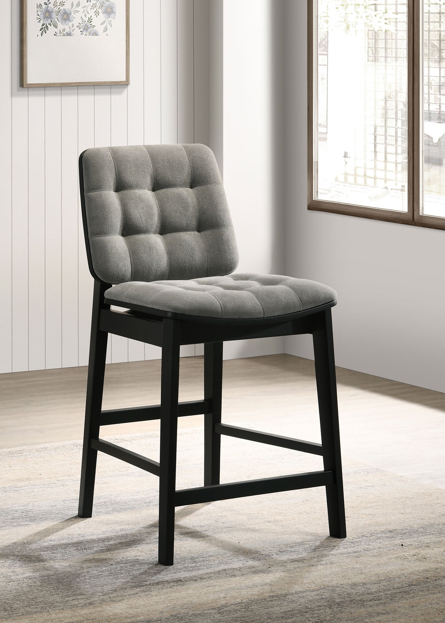 Redbridge Upholstered Counter Chair Grey and Black (Set of 2)