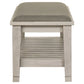 Franco Fabric Upholstered Bench with Shelf Distressed White