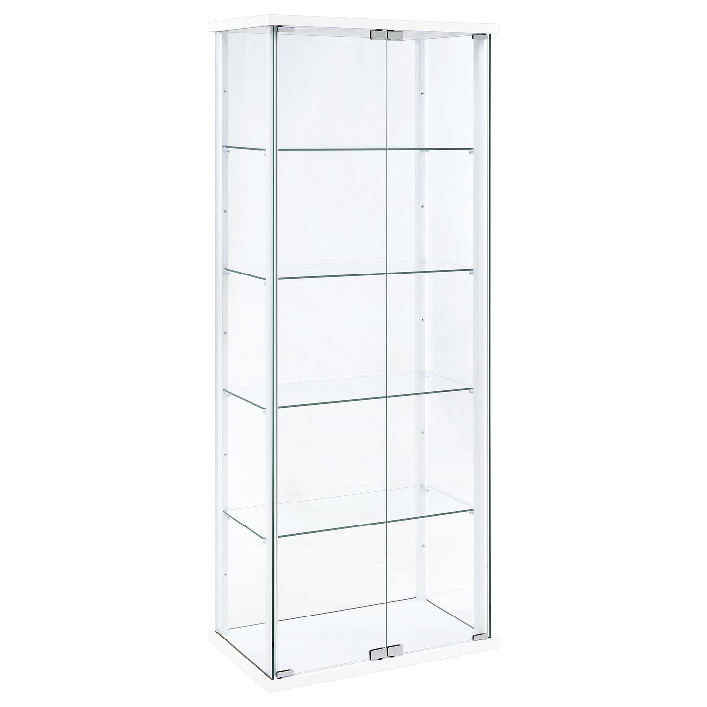 Delphinium 4-Shelf Clear Glass Curio Display Cabinet White