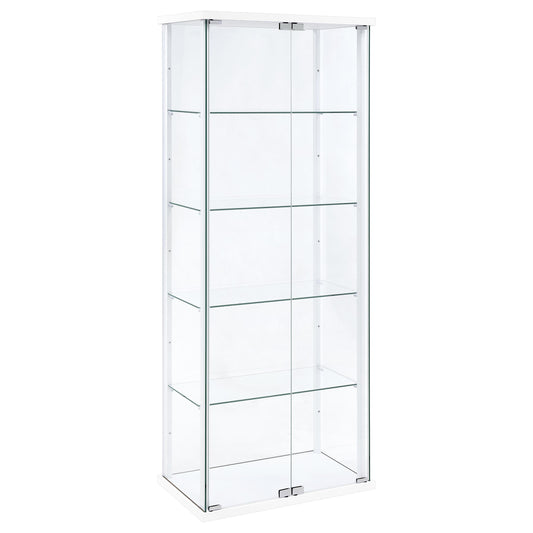 Delphinium 4-Shelf Clear Glass Curio Display Cabinet White