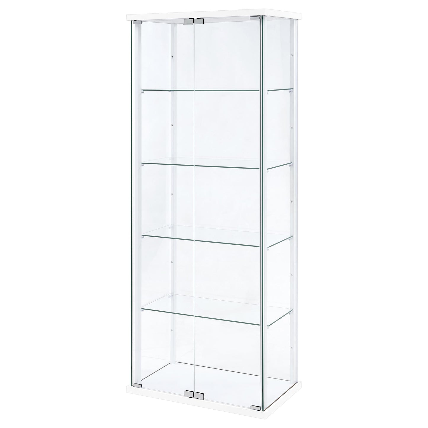 Delphinium 4-Shelf Clear Glass Curio Display Cabinet White