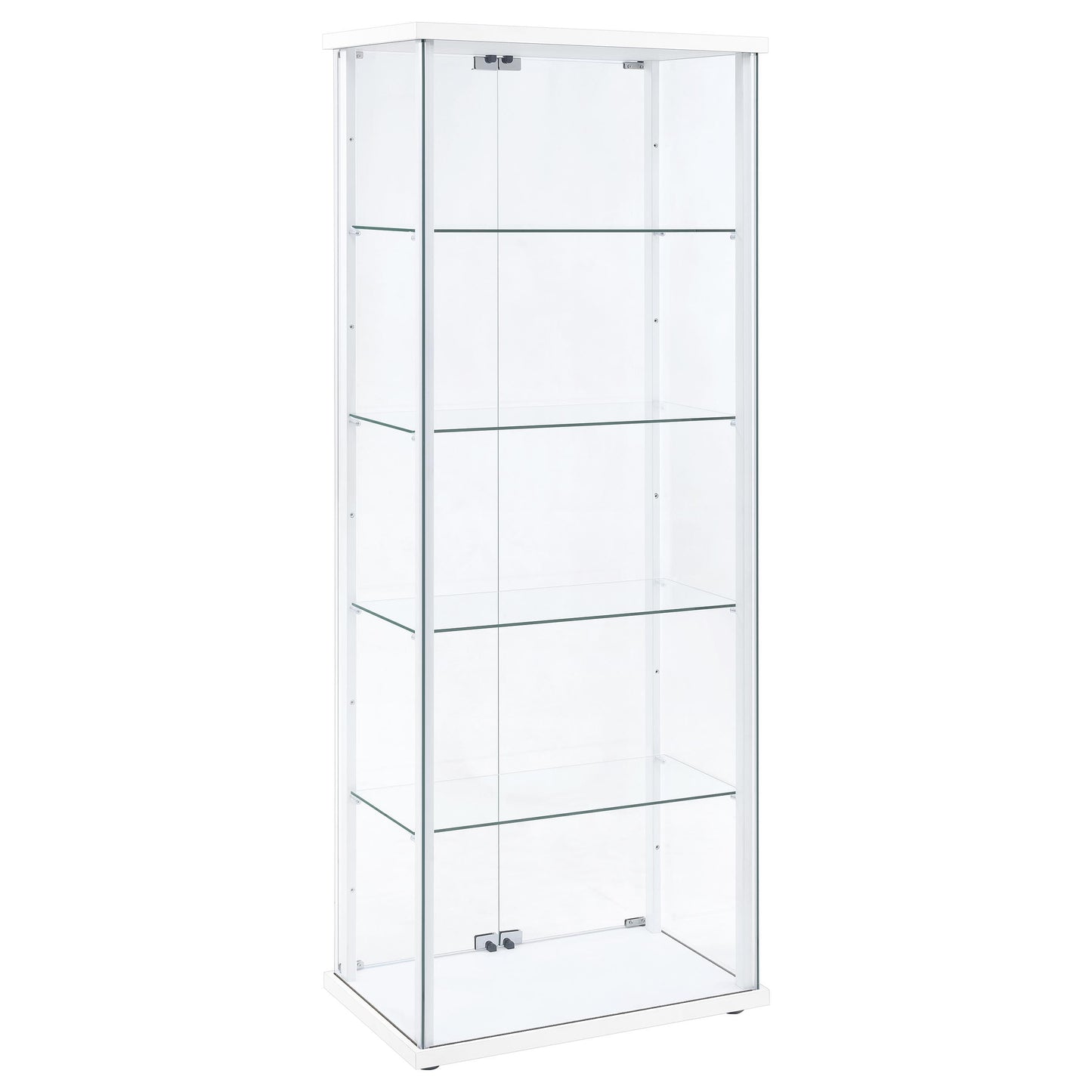 Delphinium 4-Shelf Clear Glass Curio Display Cabinet White