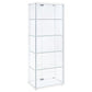 Delphinium 4-Shelf Clear Glass Curio Display Cabinet White