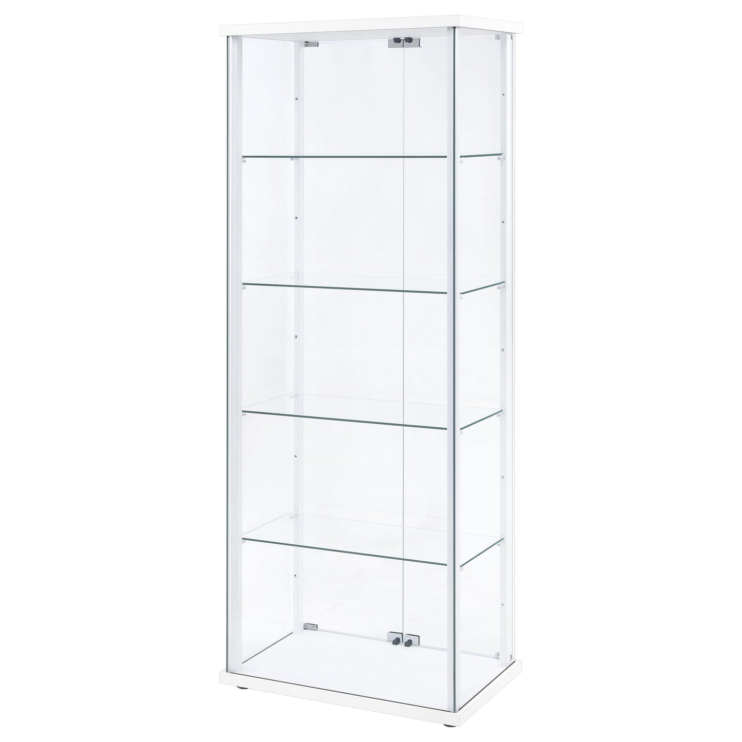 Delphinium 4-Shelf Clear Glass Curio Display Cabinet White