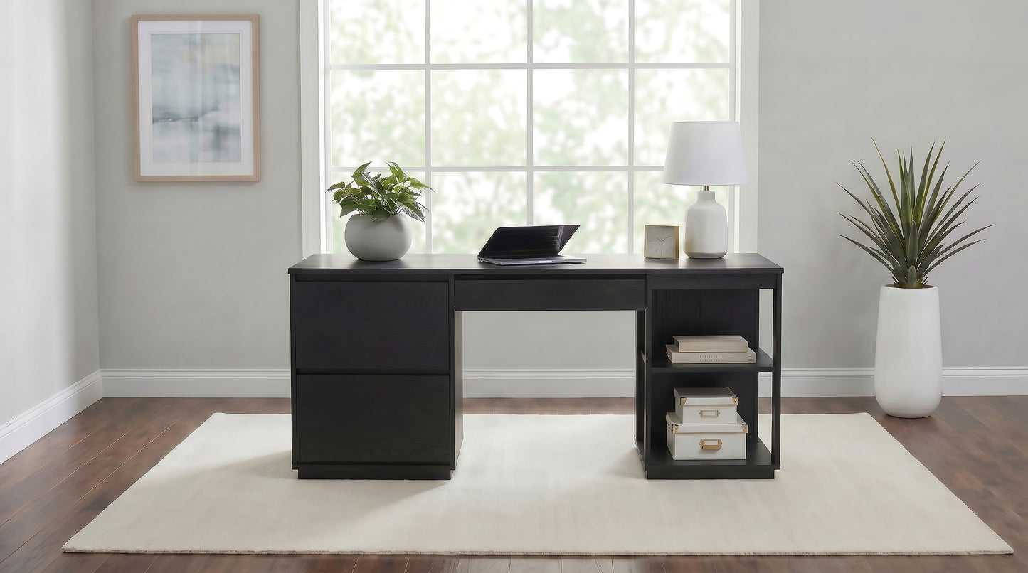 Harkes 75-inch 3-drawer Computer Desk with Adjustable Shelf Coffee Bean
