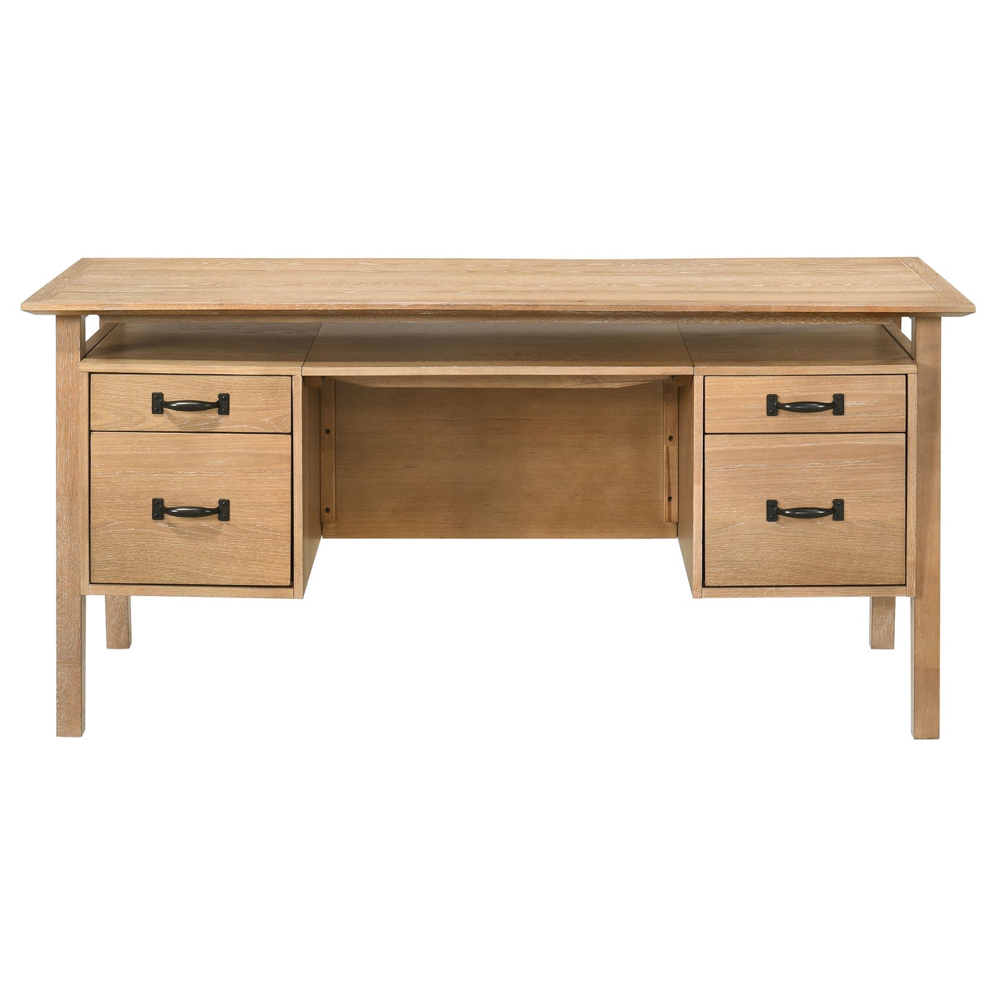 Goodson 64-inch 4-Drawer Double Pedestal Computer Desk Distressed Light Brown