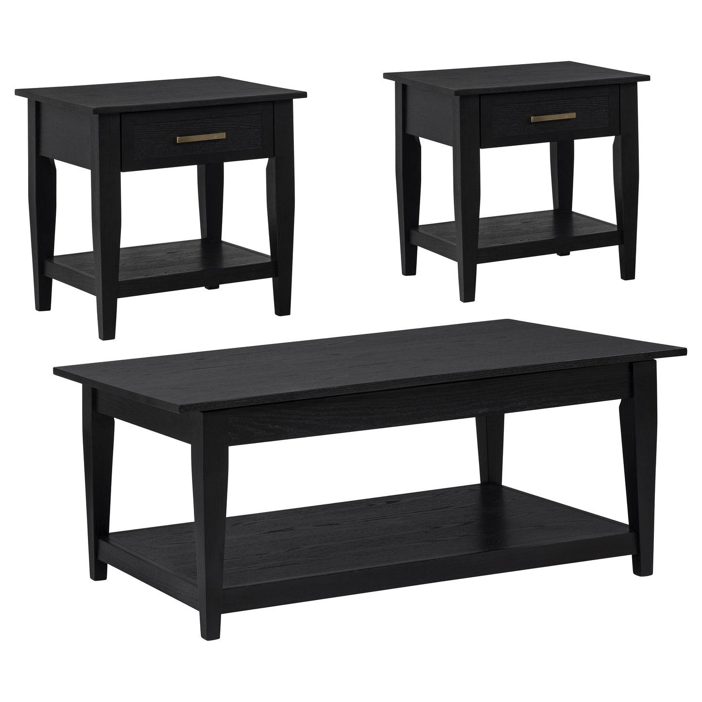 Lindenton 3-piece Wood Lift-Top Coffee and End Table Set Black