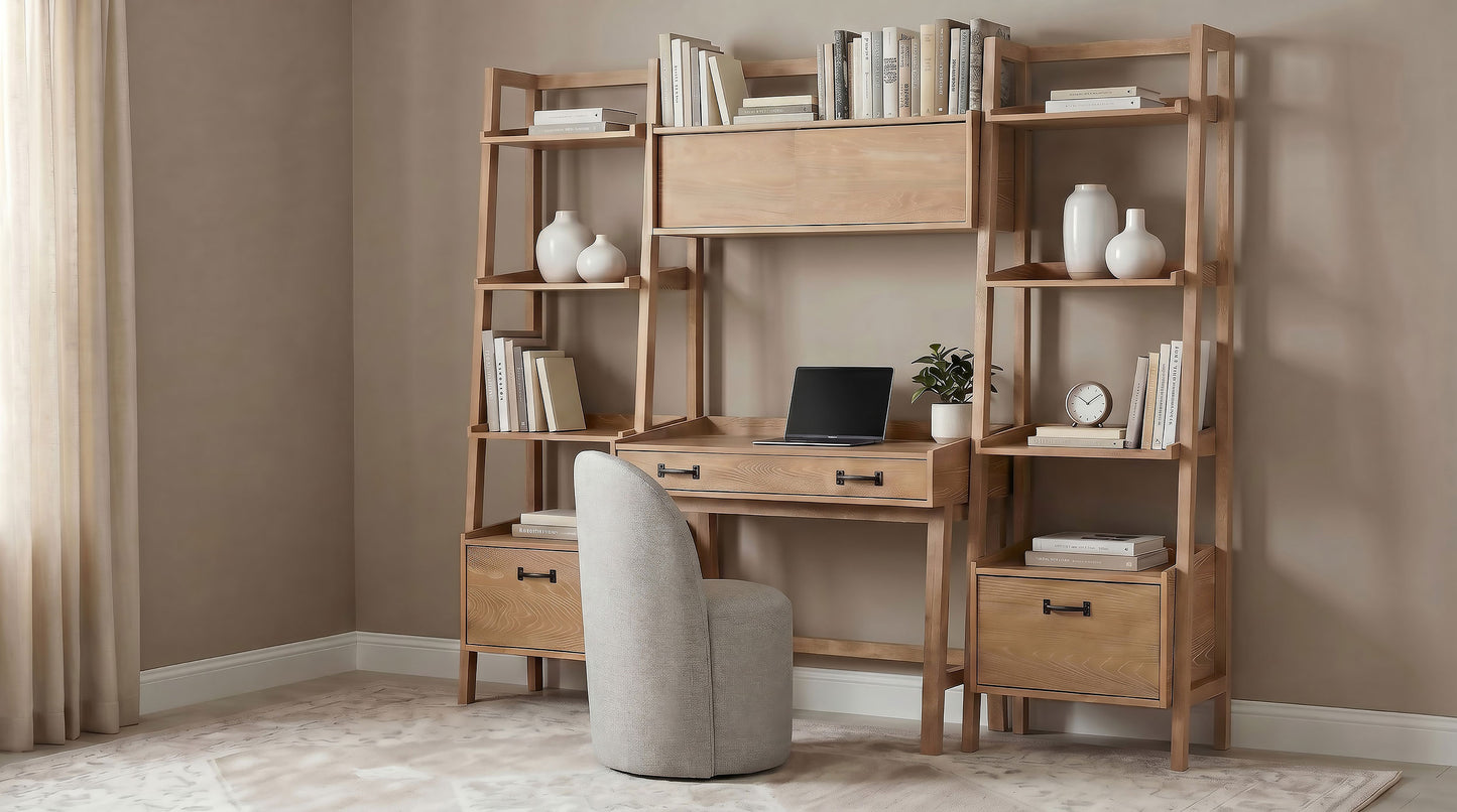 Fabian 2-piece 4-shelf Bookshelf with Drawer Distressed Light Brown