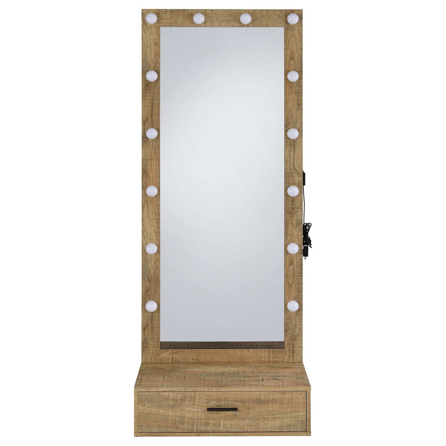 Spector 1-drawer Lighted Full-Length Floor Mirror Mango