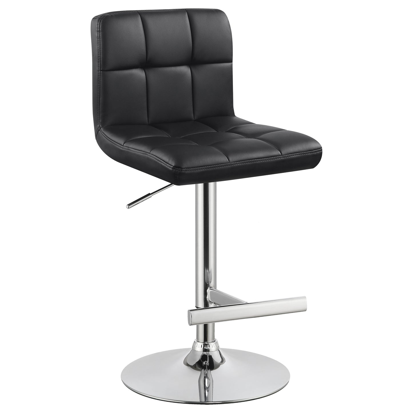 Lenny Tufted Adjustable Leatherette Bar Stool Black (Set of 2)