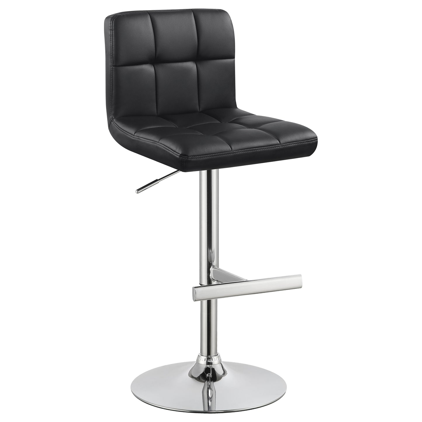 Lenny Tufted Adjustable Leatherette Bar Stool Black (Set of 2)